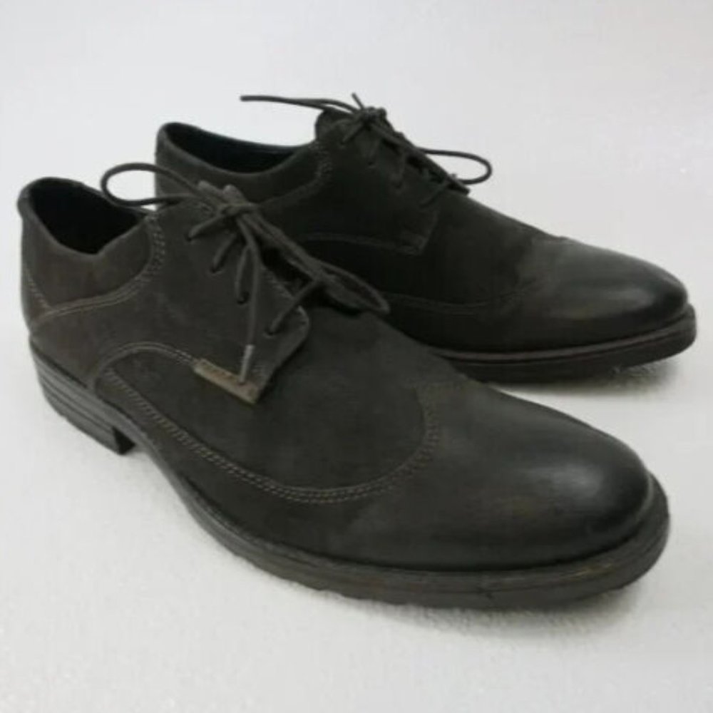 Clarks Denton Dane 66141 Brown Nubuck Leather Dress Oxfords Mens Kutsu sz 10.5 M